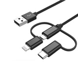 Cwxuan 3 in 1 Micro USB / Type-C / 8 Pin Charging Sync Data Cable - 100cm