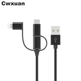 Cwxuan 3 in 1 Micro USB / Type-C / 8 Pin Charging Sync Data Cable - 100cm