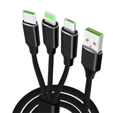 2.4A High Speed Nylon Fast Charging 3 in 1 Type-C 8 Pin Micro USB Cable