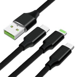 2.4A High Speed Nylon Fast Charging 3 in 1 Type-C 8 Pin Micro USB Cable