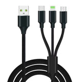 2.4A High Speed Nylon Fast Charging 3 in 1 Type-C 8 Pin Micro USB Cable