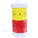 Alardor Colorful ALD - 2W4K - L 180 Degree Rotating Socket Intelligent Patch Panel USB Surge Protection Power Strip